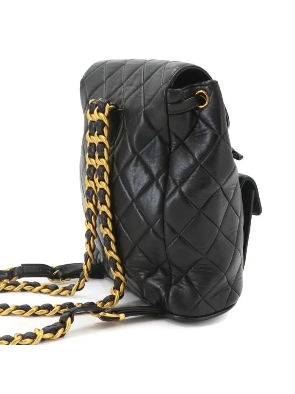Chanel Quilted Chain Backpack Lambskin Black Vintage Gold Duma